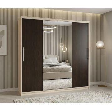 Dulap dressing Londra 2 usi cu oglinda, 200 cm, Sonoma/Wenge