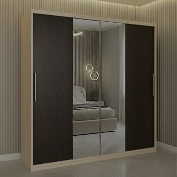 Dulap dressing Londra 2 usi cu oglinda, 200 cm, Sonoma/Wenge
