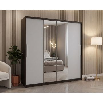 Dulap dressing Londra 2 usi cu oglinda, 200 cm, Wenge/Alb