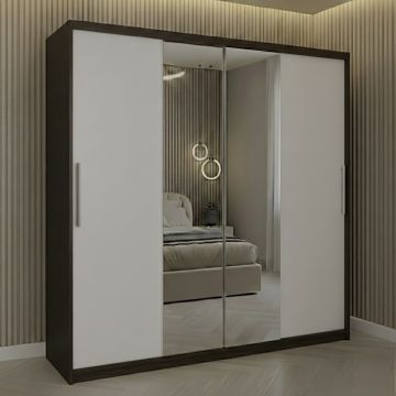 Dulap dressing Londra 2 usi cu oglinda, 200 cm, Wenge/Alb