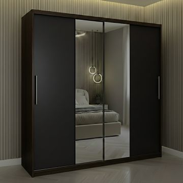 Dulap dressing Londra 2 usi cu oglinda, 200 cm, Wenge/Gri