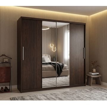Dulap dressing Londra 2 usi cu oglinda, 200 cm, Wenge