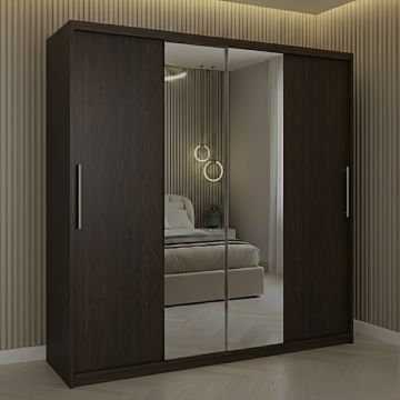 Dulap dressing Londra 2 usi cu oglinda, 200 cm, Wenge