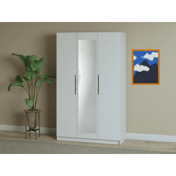 Dulap Iris 3 usi cu oglinda, 120 cm, Alb