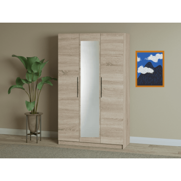 Dulap Iris 3 usi cu oglinda, 120 cm, Sonoma