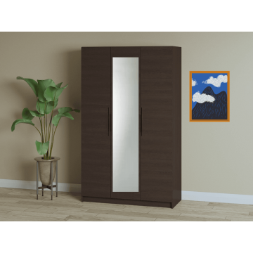 Dulap Iris 3 usi cu oglinda, 120 cm, Wenge
