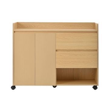 Dulap mobil pentru pantofi cu separatoare reglabile, 110x35x86 cm, Culoare naturală