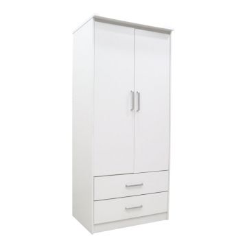 Dulap Olympus cu 2 usi si sertare, Alb, 81x57x183 cm
