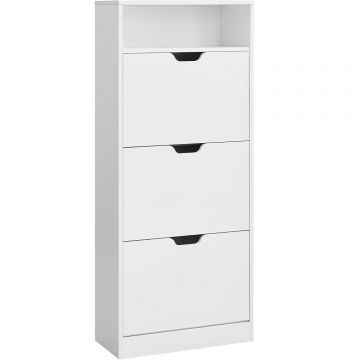 Dulap pantofi cu 3 usi rabatabile, pentru 14-18 perechi, 60x24x130 cm, alb