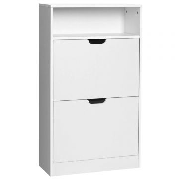 Dulap pantofi cu 3 usi rabatabile, pentru 8-12 perechi, 60x24x102 cm, alb