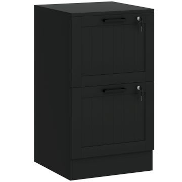 HOMCOM Corp birou, mobilier de depozitare din lemn 2 sertare cu încuietoare, şine de suspendare reglabile, 40 x 40 x 71 cm, negru | Aosom Romania