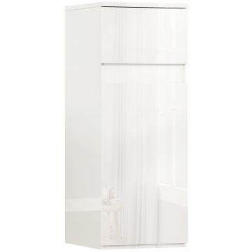 HOMCOM Dulap de Baie Suspendat cu Sertar și Ușă Lucioasă, Raft Reglabil din Sticlă Securizată, 30x34x79,4 cm, Alb Lucios | Aosom Romania