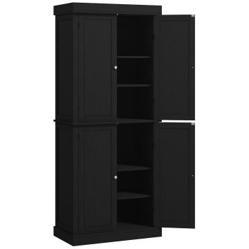 HOMCOM Dulap Înalt de Bucătărie cu 6 Rafturi și 2 Uși, Dulap cu Rafturi Reglabile din Lemn, 76x40,5x184 cm, Alb | Aosom Romania