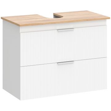 HOMCOM Dulap pentru baie, dulap de 80 cm cu două sertare mari pentru chiuvete cu sau fără piedestal, Alb | Aosom Romania