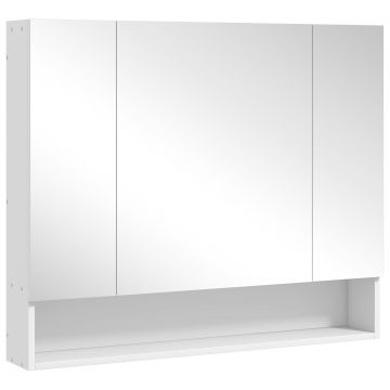 kleankin Dulap de Baie Montat pe Perete cu Oglindă și Rafturi Reglabile, Alb | Aosom Romania