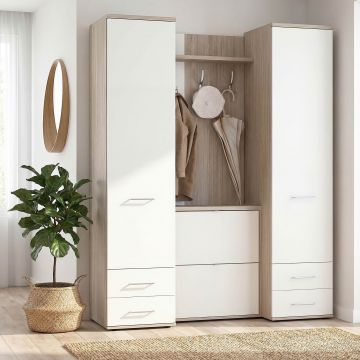 Mobilier hol RIVA1, pantofar dublu, Oak, Alb