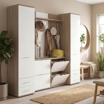 Mobilier hol RIVA3, Oak, Alb