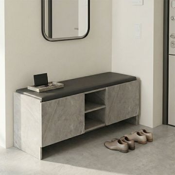 Pantofar bancheta cu depozitare, Zulla, Gri, 110x37x43 cm