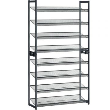 Raft de depozitare pantofi, pe 8 nivele, cu polite reglabile, pentru 32-40 de perechi, 31x92x163cm, gri