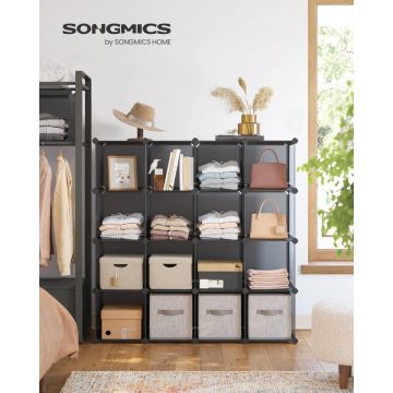 Set 15 cuburi pentru depozitare, Songmics, Negru, 153 x 31 x 153 cm
