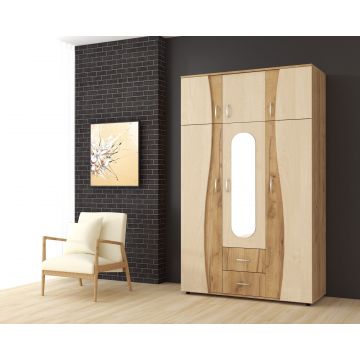 Sifonier 3 usi S, 120 cm - Stejar K03/Mesteacan