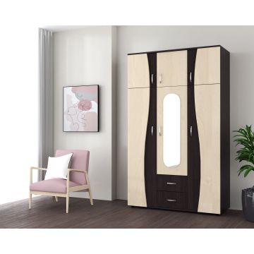 Sifonier 3 usi S, 120 cm - Wenge/Mesteacan