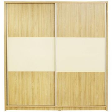 Dulap Milano cu usi culisante, 206 x 220 x 60 cm, Sonoma / Vanilie
