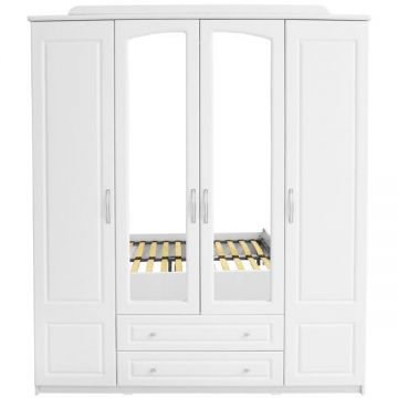 Dulap Sara cu oglinzi, 180 x 219 x 57 cm, Alb / MDF Alb Mat