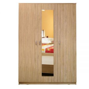 Dulap Soft 3 usi cu oglinda, sonoma, 135 x 200 x 53 cm