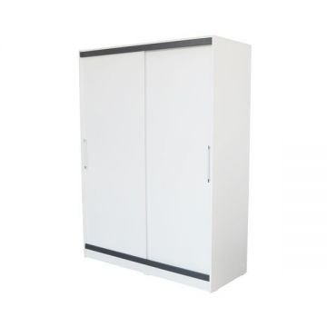 Dulap Verona cu usi culisante, 154x205x60 cm, Alb cu Gri