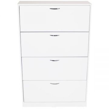 Pantofar 4 Usi Mare, Alb, 80 x 157 x 26 cm