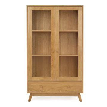 Vitrină în culoare naturală cu aspect de lemn de stejar 100x170 cm Kensal – Woodman Vitrină în culoare naturală cu aspect de lemn de stejar 100x170 cm Kensal – Woodman