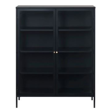 Vitrină neagră din metal 110x140 cm Carmel – Unique Furniture