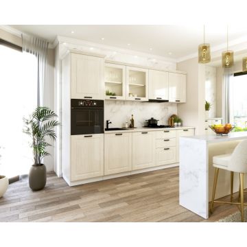 Bucatarie ATHENA 3.03 MDF, 303x223x60cm, lemn alb