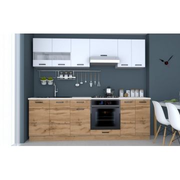 Bucatarie Vio stejar k003  Alb 2,4 m