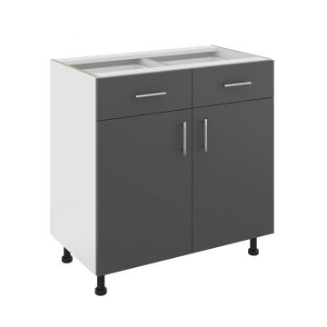 Corp Baza Karo, 2 Sertare, 2 Usi, Antracit/Alb, 80 x 50 x 80 cm