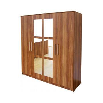 Dulap 4 usi cu oglinda Napoli, culoare prun