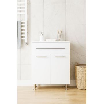 Dulap baie, 2 usi, 1 sertar, alb, 60x30x80 cm