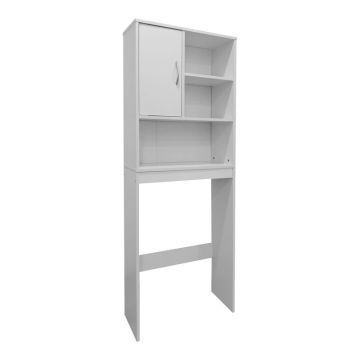 Dulap Baie cu Loc Pentru Masina de Spalat cu sertare, Lemn, Alb, 60x24x168 cm