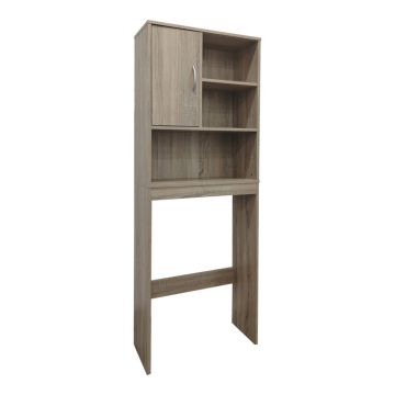 Dulap Baie cu Loc Pentru Masina de Spalat Tazien cu functie de depozitare, Pal, Stejar, 60x24x168 cm