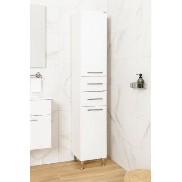 Dulap baie seria 001, front MDF, 2 usi, 2 sertare, alb, 30x31.6x180 cm