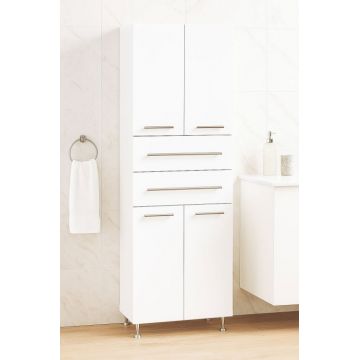 Dulap baie seria 008, front MDF, 4 usi, 2 sertare, alb 60x31.6x180 cm