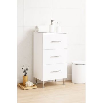 Dulap baie seria 012, front MDF, 3 sertare, alb, 40x31.5x100 cm