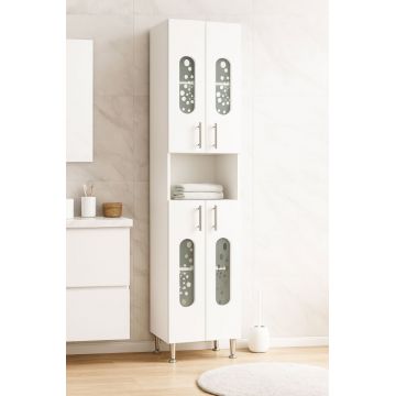 Dulap baie seria 177 LAGUNA, front MDF, 4 usi, alb, 35x31.6x166 cm