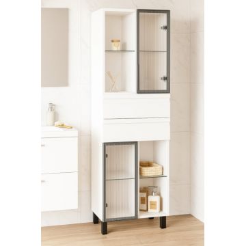 Dulap baie seria 758, front MDF, 2 usi, 2 sertare, alb, 50x32x180 cm