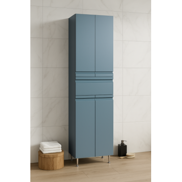 Dulap baie seria 786, front MDF, 4 usi, 1 sertar, montat, antracit, 50x32x180 cm