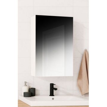 Dulap baie suspendat, 1 usa, oglinda, alb, 50x14x68 cm