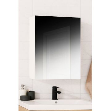 Dulap baie suspendat, 1 usa, oglinda, alb, 60x14x68 cm
