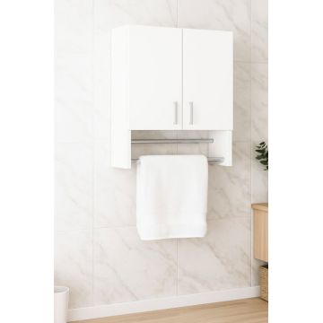 Dulap baie suspendat BELLA, 2 usi, alb, 60x21.5x68 cm