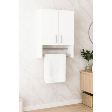 Dulap baie suspendat BELLA, 2 usi, montat, alb, 50x21.5x68 cm